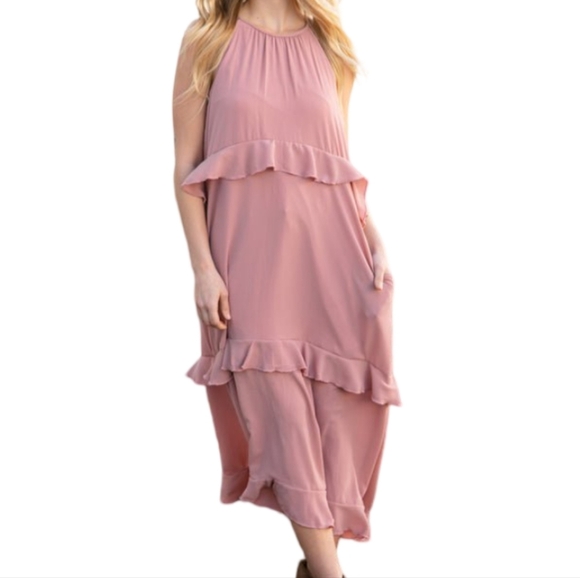 Lila Dusty Rose Halter Dress - Picture 2 of 2
